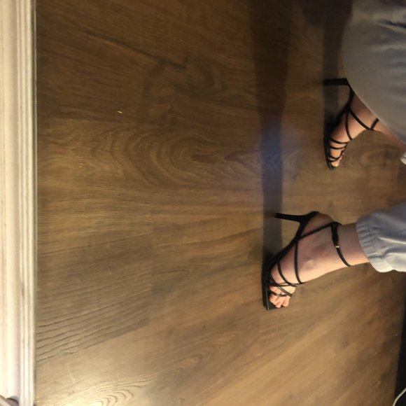 ZARA SQUARE TOE BLACK STRAPPY SANDAL HEEL SIZE US - Picture 9 of 12